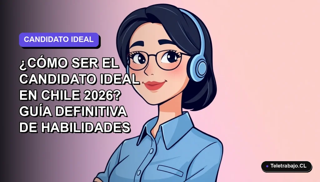 Ilustración plana vectorial de una mujer profesional chilena con blusa azul y corte de pelo moderno, sobre fondo degradado lila y blanco, concepto de habilidades para elecciones 2026.