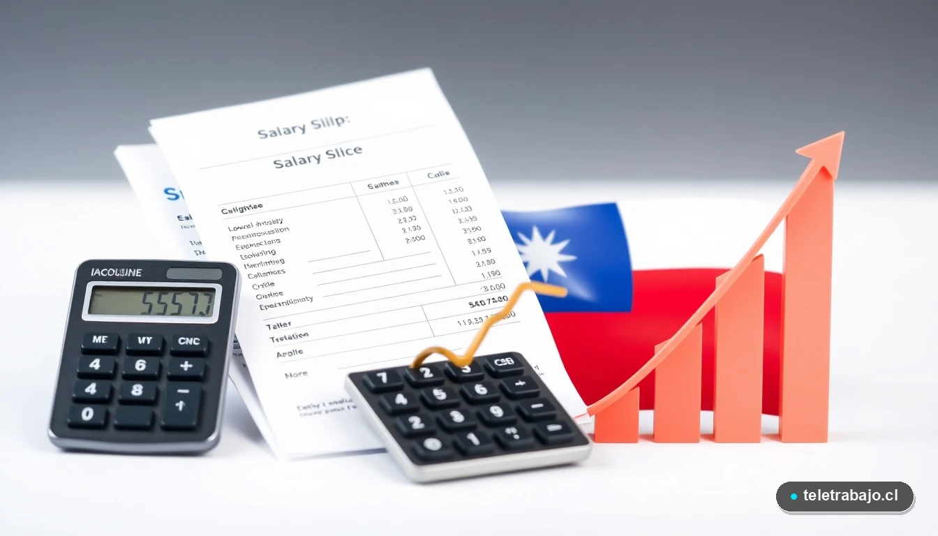 Infografía profesional sobre el cálculo del salario mínimo y finiquito en Chile 2026