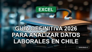 Guía avanzada de Excel para comparar listas de datos laborales en Chile, mostrando gráficos abstractos en pantalla.