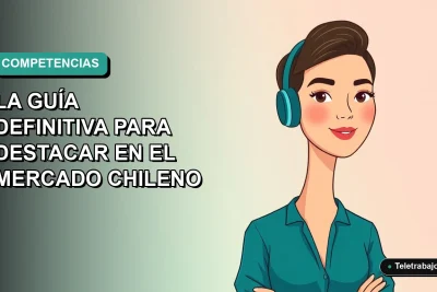 Guía definitiva de competencias laborales para destacar en el mercado chileno, ilustración vectorial plana de trabajadora remota.