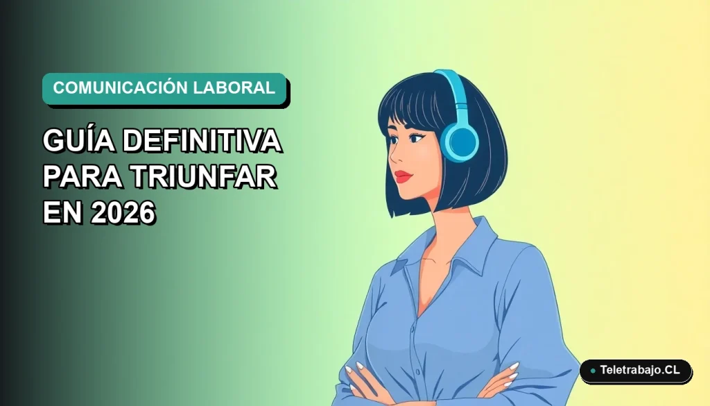 Ilustración plana corporativa de una mujer profesional con blusa azul y corte bob, sobre fondo degradado verde azulado, representando comunicación laboral efectiva.