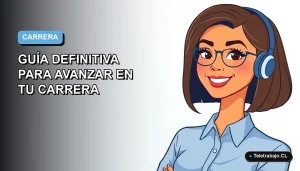 Ilustración vectorial plana de una mujer profesional chilena con blusa azul, sonriendo, sobre fondo degradado azul y blanco, representando comunicación con recursos humanos.