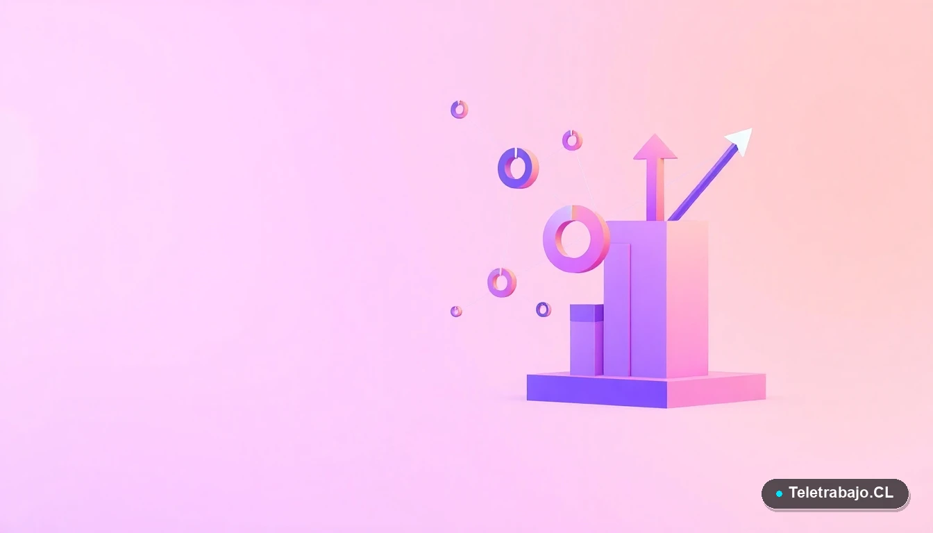 Elementos de interfaz de usuario abstractos, como gráficos y carpetas flotantes en tonos lavanda y durazno, sobre fondo degradado, representando datos y estrategia de carrera.