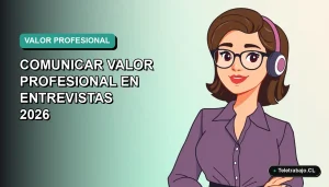 Ilustración plana corporativa de una mujer profesional de tecnología en teletrabajo, con fondo degradado azul verdoso.