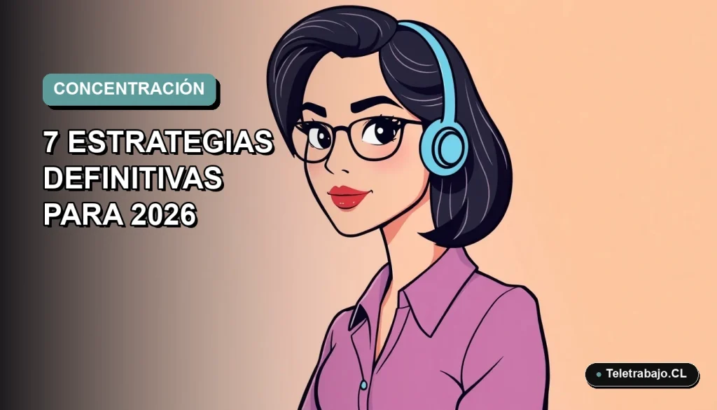 Ilustración plana corporativa de mujer profesional trabajando remotamente con fondo degradado suave, enfocada en la concentración laboral.