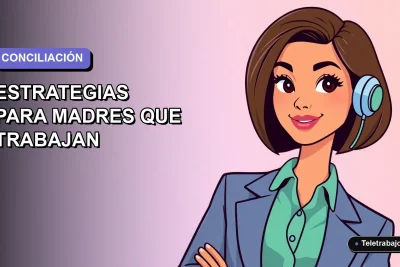 Ilustración vectorial plana de una madre profesional chilena trabajando remotamente con estilo moderno, sobre fondo degradado lila suave.