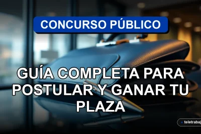 Guía completa para postular y ganar un concurso público en Chile 2026, sobre fondo de oficina profesional.