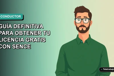 Ilustración plana de un trabajador masculino con suéter verde mirando a la cámara, fondo con gradiente suave de color teal. Guía para obtener la licencia de conductor profesional en Chile 2026 con SENCE.
