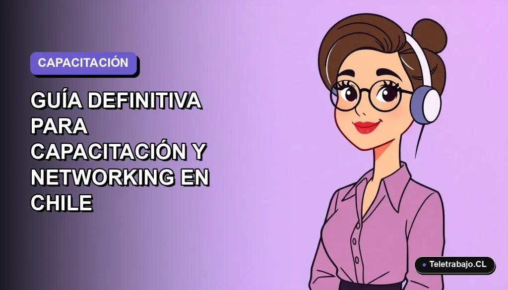 Ilustración vectorial plana de una mujer profesional chilena, representando el programa Conecta Mujeres SENCE 2026, con fondo degradado lila y azul.