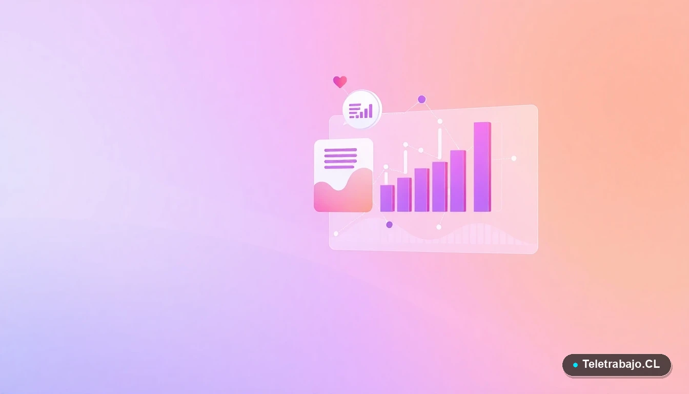 Ilustración abstracta de interfaz tecnológica con gráficos flotantes e iconos de planilla Excel, sobre un fondo de gradiente lavanda. Representa conceptos avanzados de consolidación de datos.