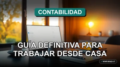 Guía definitiva para la contabilidad remota en 2026, mostrando una elegante oficina en casa con ordenador portátil y iluminación natural.