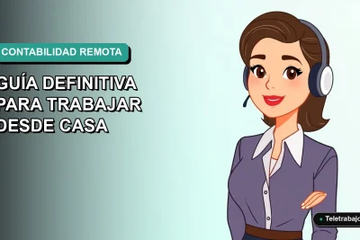 Ilustración vectorial plana de una mujer profesional trabajando en contabilidad desde casa, con fondo degradado suave.
