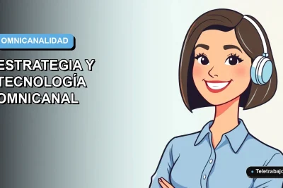 Ilustración vectorial plana de una profesional de tecnología remota, con blusa azul y corte bob, sonriendo. Fondo con degradado suave de azules.