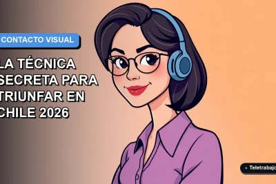 Ilustración plana vectorial de una mujer profesional chilena con expresión confiada, mirando directamente al espectador. Fondo con gradiente suave azul y gris, espacio negativo amplio a la izquierda.
