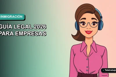 Guía legal para empresas chilenas sobre contratación de trabajadores extranjeros con visa vencida, ilustración corporativa estilo vectorial.