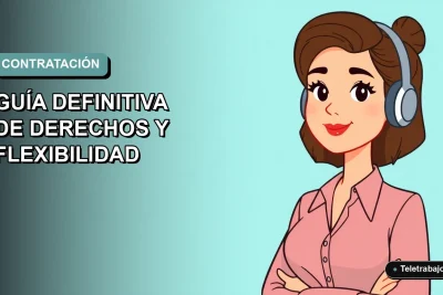 Ilustración plana corporativa de una mujer profesional chilena trabajando remotamente, representando la flexibilidad del contrato a tiempo parcial en 2026. Fondo con gradiente suave de color teal.