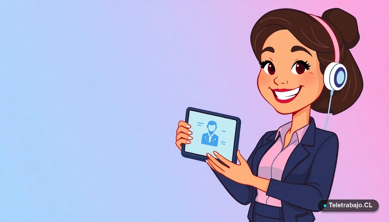 Profesional chilena revisando contrato de teletrabajo modelo DT en tablet digital
