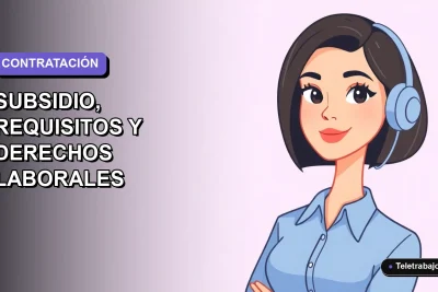 Ilustración plana corporativa de una mujer profesional chilena con blusa azul y corte bob, sobre fondo degradado lavanda, representando el contrato discontinuo laboral.