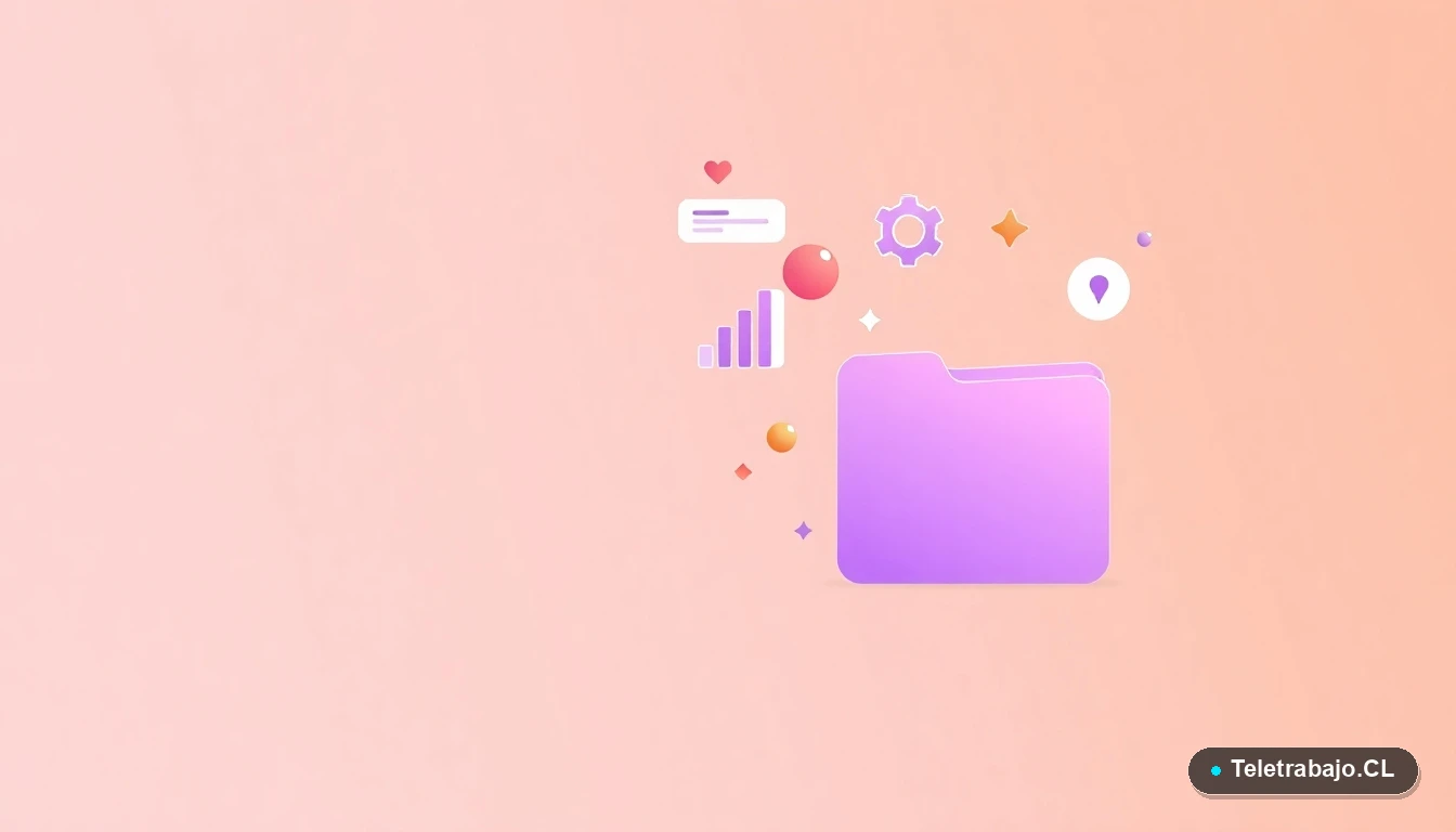 Ilustración abstracta de interfaz de usuario con gráficos y engranajes flotantes, concepto de contrato laboral y gestión, fondo degradado vacío.