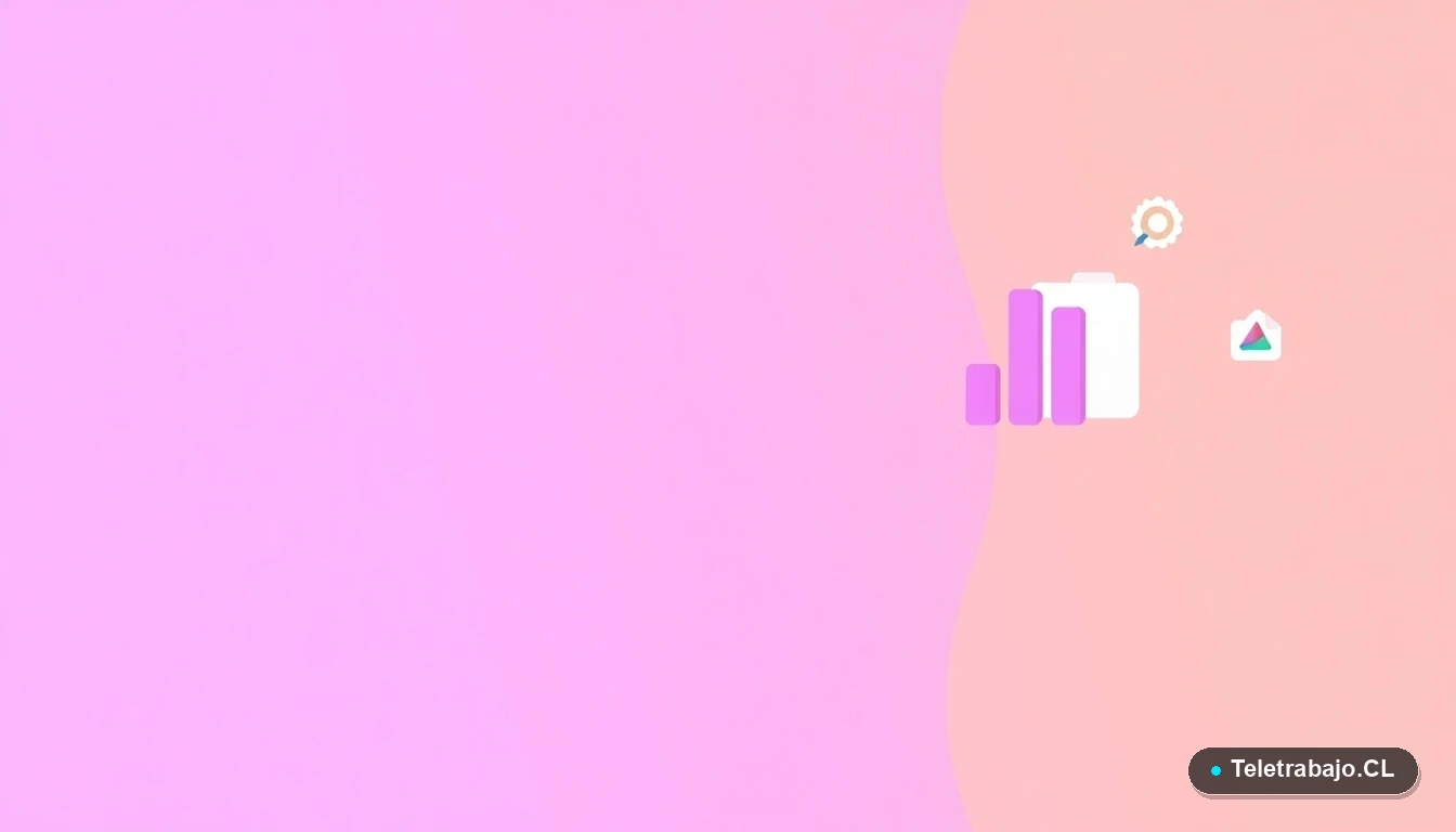 Elementos de interfaz de usuario abstractos, gráficos y engranajes flotantes en estilo ilustración plana, sobre fondo degradado lavanda, concepto de gestión laboral y procesos.