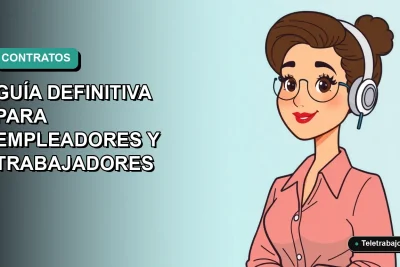 Guía ilustrada sobre contratos temporales en Chile para empleadores y trabajadores, estilo corporativo moderno.