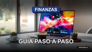 Guía de finanzas para trabajadores autónomos en Chile mostrando un escritorio moderno con laptop y gráficos abstractos.
