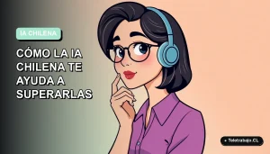 Ilustración plana vectorial de una mujer profesional de teletrabajo con expresión pensativa, sobre un fondo degradado suave de color menta. Representa conversaciones laborales complejas.
