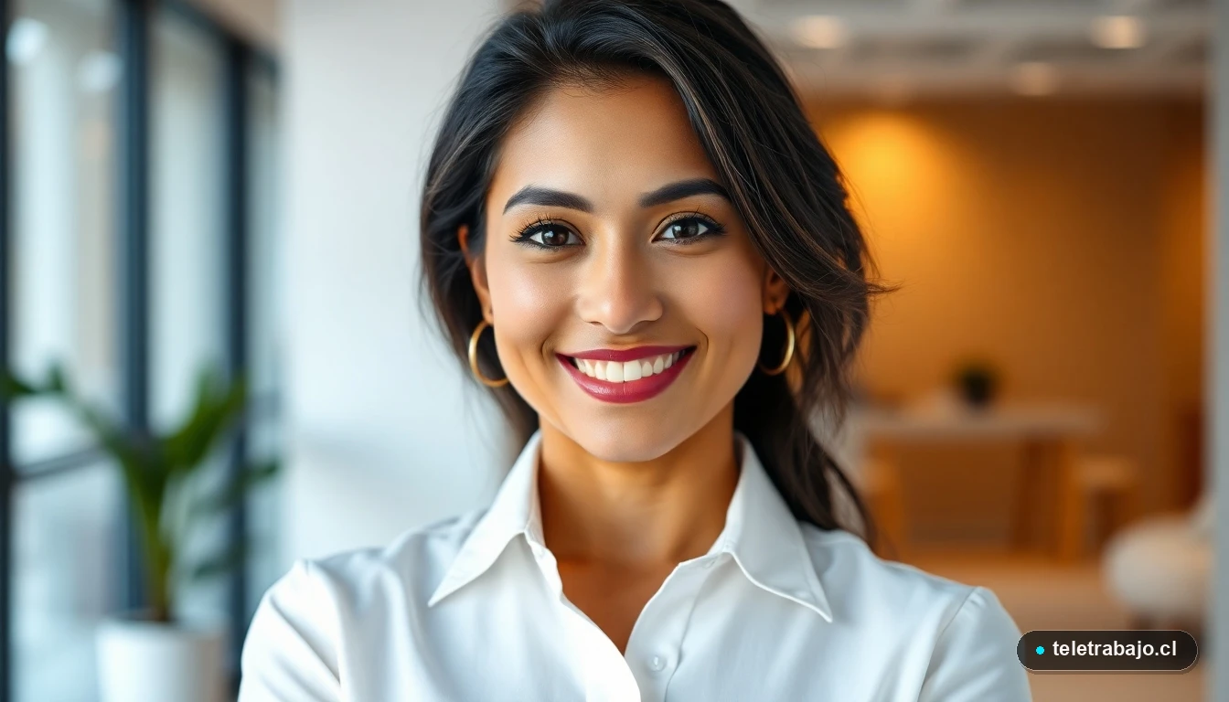 Profesional del INE sonriendo con confianza en la oficina