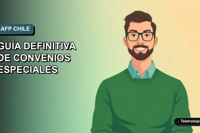 Ilustración plana corporativa de un trabajador freelance consultando su AFP desde un laptop, fondo degradado azul verdoso.