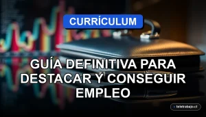Un currículum vitae profesional creado con inteligencia artificial en Chile sobre una mesa de cristal moderna.