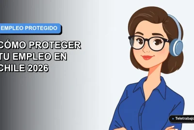 Ilustración vectorial plana de una mujer profesional chilena con blusa azul y lentes, mirando con seguridad a la cámara. Fondo con degradado suave de azul a gris claro, espacio negativo a la izquierda.