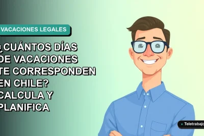 Ilustración vectorial plana de un trabajador de oficina sonriente con camisa azul, sobre fondo degradado verde azulado. Espacio negativo a la izquierda.