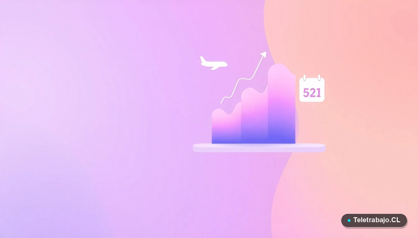 Composición abstracta de interfaz de usuario con gráficos flotantes y un icono de calendario, sobre fondo degradado lila y durazno. Concepto de planificación y cálculo.