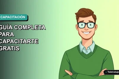 Ilustración vectorial plana de un trabajador masculino con suéter verde, sonriendo, sobre un fondo degradado azul verdoso. Representa cursos SENCE de oficios técnicos.