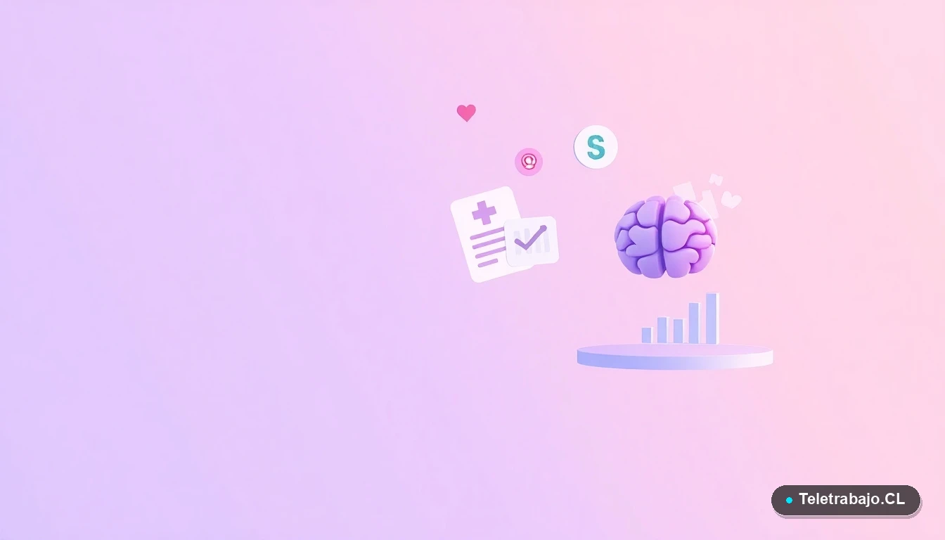 Composición abstracta de iconos vectoriales planos (cerebro, cruz médica, documento) sobre fondo lavanda, representando capacitación y certificación en el cuidado del Alzheimer.