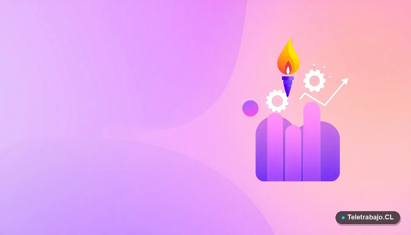 Elementos de interfaz de usuario abstractos que simbolizan soldadura, tecnología y crecimiento profesional, con fondo degradado lila y durazno. Ilustración vectorial plana moderna.