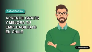 Ilustración vectorial plana de un trabajador masculino de tecnología, con suéter verde, mirando confiado. Fondo con gradiente suave de color verde azulado. Curso de Python SENCE 2026 para mejorar empleabilidad en Chile.