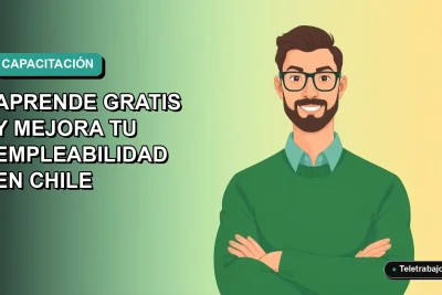 Ilustración vectorial plana de un trabajador masculino de tecnología, con suéter verde, mirando confiado. Fondo con gradiente suave de color verde azulado. Curso de Python SENCE 2026 para mejorar empleabilidad en Chile.