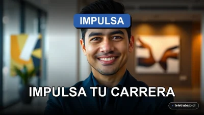 Portada de revista editorial con un ejecutivo hispano sonriendo, fondo de oficina corporativa moderna desenfocada, representa el éxito profesional y los cursos con certificado.