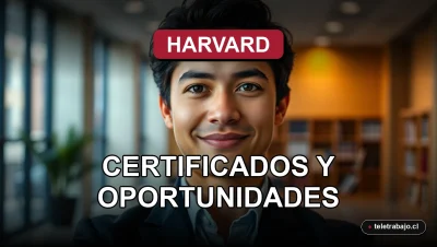Estudiante profesional sonriendo en oficina moderna con certificado de curso de Harvard en fondo desenfocado