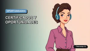 Ilustración plana vectorial de una mujer profesional trabajando de forma remota, con un fondo degradado azul y gris.