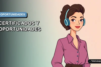 Ilustración plana vectorial de una mujer profesional trabajando de forma remota, con un fondo degradado azul y gris.