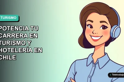 Ilustración vectorial plana de una mujer profesional de turismo, con blusa azul y sonrisa amable, sobre fondo degradado verde menta. Representa los cursos gratuitos de capacitación del SENCE.