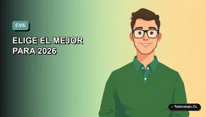 Ilustración plana vectorial de un trabajador remoto masculino de estilo Corporativo Memphis, con suéter verde, sobre un fondo degradado suave. Espacio negativo a la izquierda.