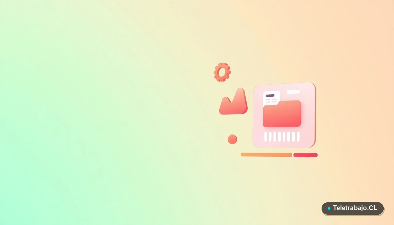 Elementos gráficos abstractos de interfaz de usuario con gráficos y engranajes flotantes en tonos durazno, sobre fondo gradiente verde menta, para artículo sobre currículum retail.