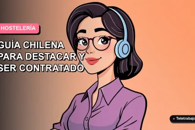 Ilustración vectorial plana de un currículum vitae perfecto para el sector hotelero y gastronómico en Chile, con diseño moderno y profesional.