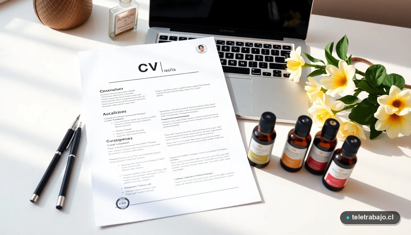 Ejemplo profesional de un curriculum vitae para un quiromasajista en Chile, listo para postular.