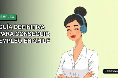Ilustración plana de mujer profesional con blusa blanca y pelo recogido, sobre fondo verde degradado, para guía de empleo de verano 2026 en Chile.