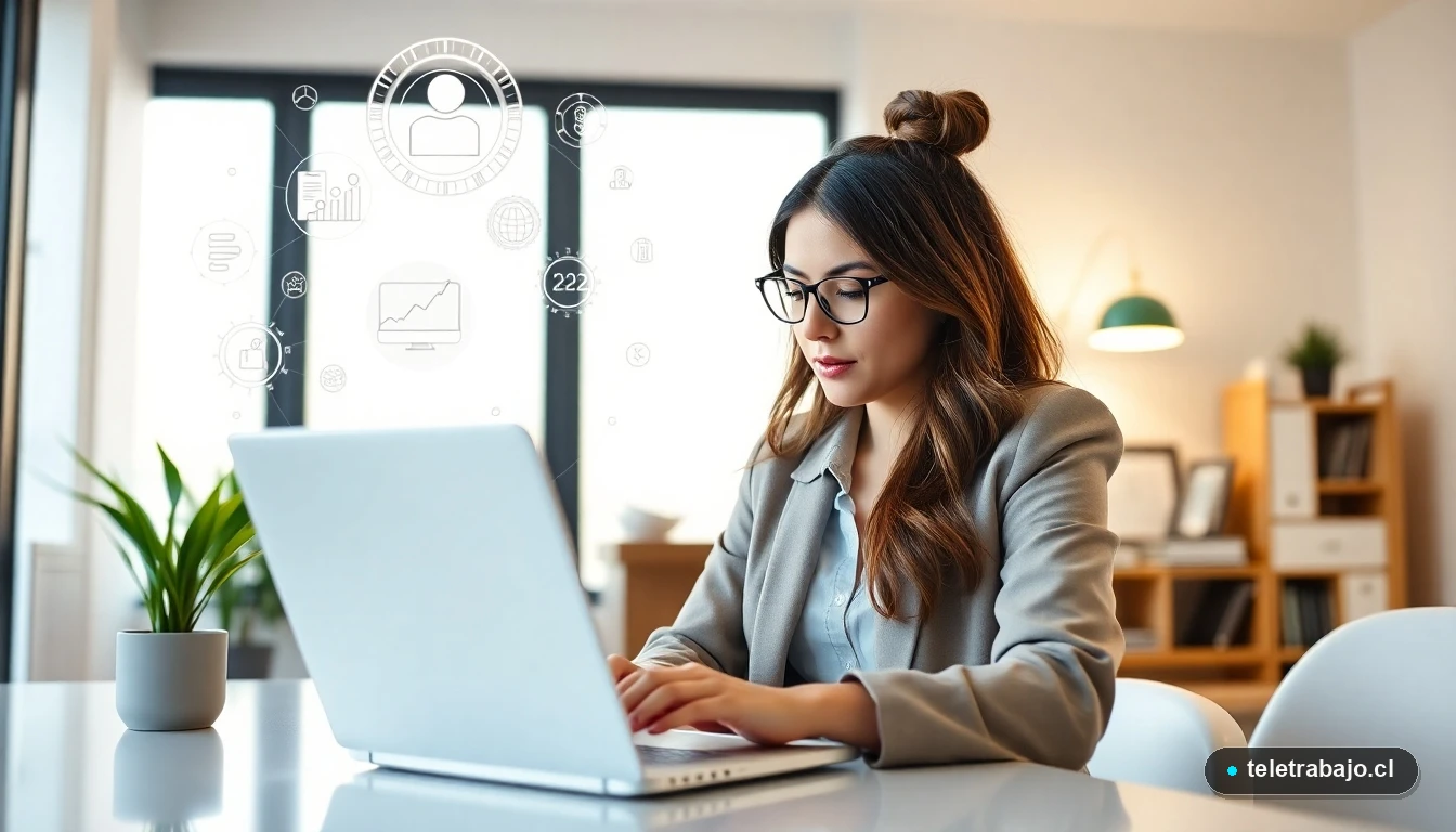 Mujer profesional optimizando su currículum vitae para oportunidades en ciencia y tecnología en Chile 2026
