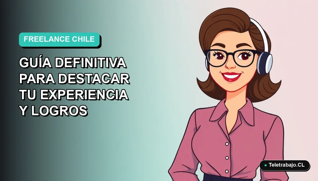 Ilustración plana vectorial de mujer profesional freelance trabajando en Chile con fondo degradado moderno.